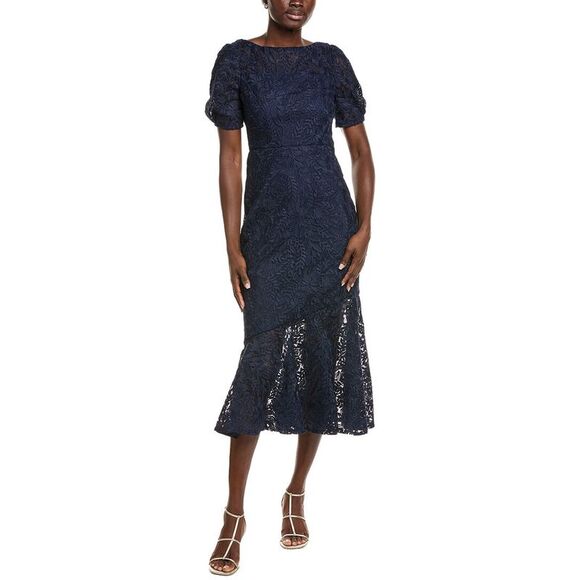 Kay Unger WomensPortia Tea-Length Dress, Blue